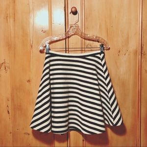 ANTHROPOLOGIE Black and White striped skater skirt